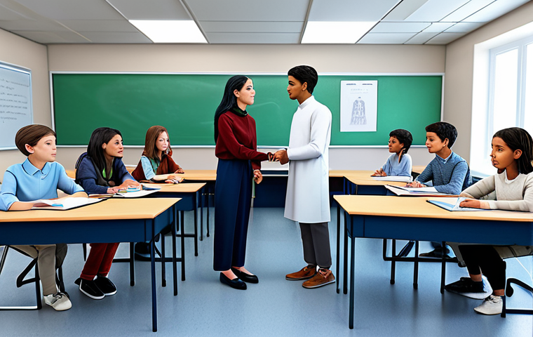 AI Ethics Education**
"A diverse group of students, fully clothed in modest attire, participating in an AI ethics workshop, bright classroom setting, appropriate content, safe for work, professional atmosphere, perfect anatomy, natural proportions, emphasizes learning and collaboration, family-friendly, high quality illustration."
**