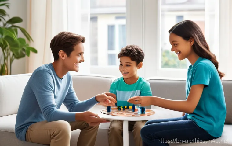 AI 윤리와 AI 윤리적 AI 윤리 평가 지침 - **Prompt:** A diverse family, including a mother, father, and two children (a boy aged 8 and a girl ...