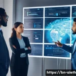 Home 13 AI 윤리와 인간 AI 협업 - A diverse group of adults, including men and women of various ages and ethnicities, are gathered aro...